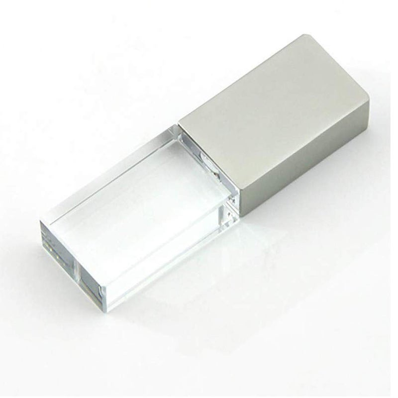 SXBan 64GB USB 2.0 Flash Drive Crystal Blue LED Light Transparent Glass Clear Pen Thumb Drive Cute Mini Memory Stick Pendrive Boy Girls Kids Adults Unique Cool Fun Novelty Sweet Wedding Photography Gift - Image 1